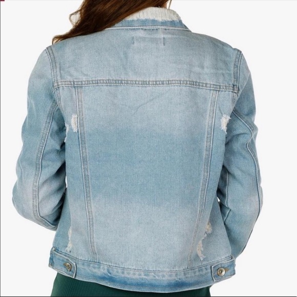 CI SONO Light Denim Distressed Jean Jacket Coat Destroyed Casual Trendy Large - Picture 3 of 9